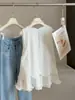 Chal sin mangas con bordado floral francés para mujer, nuevo diseño de verano, con sentido, holgado, adelgazante, doble capa, encaje calado, top