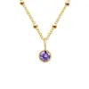 Collar con Piedra de Nacimiento Chapado en Oro de 14K Transfronterizo para Mujer, Acero Inoxidable No Descolorante Nicho Colgante de Diamante Único Cadena para Clavícula Venta al por Mayor