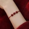 Pulsera de Hilo Rojo con Cuentas de Cinabrio Rojo Profundo Recomendada por el Diseñador Atmósfera Festiva de Año Nuevo Navidad Regalo