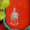 Yuebao Jewelry S925 Prata Esterlina Hetian Jade Fino Jade Aquático Vintage Estilo Nacional Flor Peônia Ruyi Pingente de Borla Pingente de Prata