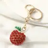 Nuevo Colgante Llavero de Metal con Forma de Fruta, Creativo y Lindo, Anillo para Llavero de Coche de Manzana Incrustado con Diamantes, Pequeño Regalo Exquisito