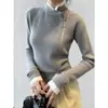 Suéter Super Bonito Estilo Coreano Mujer 2026 Otoño Invierno Cárdigan de Punto Ajustado Capa Interior Capa Base Top Súper Caliente Reductor de Edad