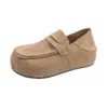 Mocassins de tamanho pequeno com aumento de altura e sola grossa para mulheres outono slip-on dois usos retrô Mules Mesclados sapatos únicos