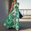 Otoño 2026 Nuevo Estilo para Mujer Transfronterizo Europeo y Americano Elegante Estilo Socialité Halter Estampado Vestido Largo Mujer