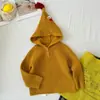 Casaco Suéter Novo Outono/Inverno 2026 Infantil para Meninos e Meninas, Bebê, Pompom, Frango, Tricô com Capuz, Estilo Coreano, Roupa Infantil de Cor Sólida
