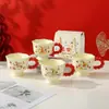 Copo de Água Criativo Fofo para Casa Taça Caneca Desenho Animado Copo de Leite Estilo Ins Cerâmica de Aparência Elegante Casal
