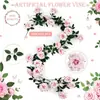Enredadera de rosas artificiales, enredadera de flores falsas, decoración de techo para bodas, cubierta para tuberías de aire acondicionado y agua, enredadera decorativa para balcón, flores artificiales