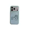Capa de celular iPhone 17 Pro Max fofa com desenho de gato e cachorro segurando guarda-chuvas, adequada para 16 Pro Max capa protetora 15 Pro