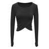 Ropa de Yoga para Mujer Transfronteriza 2026 Nuevo Estilo Elegante Cruzada de Punto Manga Larga Deportes Entrenamiento al Aire Libre Ropa de Fitness Tops