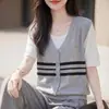 Camiseta Falsa de Dos Piezas de Manga Corta para Mujer, Holgada Casual, Lino de Bambú, Fresca, Transpirable, Delgada, Bloque de Color, Camiseta de Manga Corta