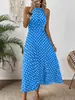 Moda Feminina Transfronteiriça Europeia e Americana Primavera/Verão 2026 Vestido Longo Redondo Estampado de Bolinhas Tendência Transfronteiriça Vestido Feminino