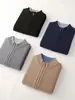 Nueva colección de otoño e invierno: Cárdigan 100% lana para hombre, con cuello semi-alto, tejido grueso y un diseño casual, versátil y de corte holgado