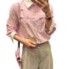 Roupa Feminina Coreana Dongdaemun Moda Chic de Alta Qualidade Casual Camisa Listrada Bloqueada por Cores Manga Longa Camisa Estilo Coreano Versátil