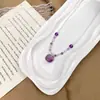 Collar Original de Amatista Natural Alta Transparencia Bolsa de la Suerte Atrae Riqueza Cadena para Clavícula Accesorio Joyería para Mejorar la Fortuna Femenina Venta en Vivo de Verano