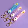 Chaveiro de PVC com cola macia e desenho animado em cores de doces, acessórios de anel de corda de couro, faça você mesmo, material feito à mão, laço de letras