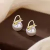 Pendientes Retro Sencillos de Perlas Blancas Estilo Hong Kong Pendientes Grandes de Perla Lujo Elegante Accesible Moda de Gama Alta Pendientes Personalizados