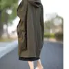 Cortavientos Artístico Retro Holgado con Capucha para Mujer Largo Casual Versátil Adelgazante Ropa de Abrigo