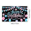 Novos adereços de decoração de aniversário transfronteiriços: Bandeiras decorativas de poliéster 100D, tecido para fundo de aniversário, faixas e dísticos personalizados
