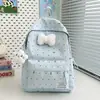 Mochila Niñas Secundaria Estilo Girly Lunares Lazo Versátil Alta Apariencia Mochila Estudiantes Femeninas Preparatoria