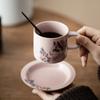 Polvo Horno Ru flor gato taza de café taza de té de la tarde traje de platillo se puede elevar cerámica hogar oficina té taza de café taza