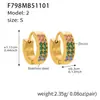 Brincos Omaca Simples em Formato de C Incrustados com Diamantes Coloridos e Zircônias Coloridas Aço Inoxidável Banhado a Ouro 18K Luxo Acessível Brincos de Nicho para Mulheres