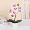 Xiyin Venda Quente 7 Tecido de Seda Phalaenopsis Planta Artificial em Vaso Decoração para Casa e Escritório Pequena Planta em Vaso Fotografia Flor Bonsai