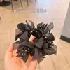 Scrunchie Preto com Bolinhas Brancas Estilo Coreano com Fita de Rede, Novo Acessório de Cabelo, Estilo Despojado, Prendedor de Coque de Alta Qualidade