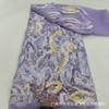 Nuevo Tejido Bordado de Tubo con Malla y Cuentas, Tejido de Lentejuelas, Material de Bordado para Escenario, Vestido de Novia, Tejido de Encaje 3D