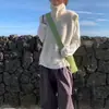 Novo suéter de lã texturizada com laços, abotoado e gola alta para outono e inverno, estilo coreano, colete sem mangas versátil e modelador, top grosso