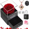 Regalo transfronterizo de Amazon para Acción de Gracias, Navidad, San Valentín, collar de proyección, aretes, flor de vida eterna femenina, caja de regalo, joyería