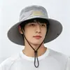 Sombrero de pescador de malla transpirable para exteriores de verano, unisex, de ala ancha, adecuado para senderismo y montañismo, con diseño bordado, protección solar y protección UV