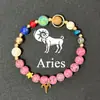 Amazon WISH Explosiones Calientes Pulsera Elástica de Doce Constelaciones Piedra Ojo de Tigre Ágata Pulsera de Cuentas de Color Mixto Tarjeta