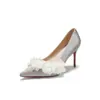 9169E-237 Scarpins de salto agulha bico fino tridimensionais florais estilo francês, sapatos de noiva, sapatos formais para mulheres