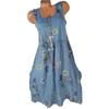 Wish AliExpress 2022 Europeo y Americano nuevo estampado de flores cuello redondo sin mangas vestido amplio grande ropa de mujer de talla grande