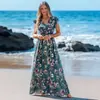 Vestido Longo Floral de Verão para Praia para Mulheres, Vestido Estampado com Decote V, Vestido de Praia Estilo Europeu e Americano, Nova Moda em Roupas Femininas