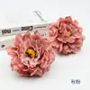 Flores Artificiales de Seda 14cm Pintura al Óleo Peonía Estilo Antiguo Hanfu Abanico Tocado Fabricación de Flores Artificiales Color Otoño Flores de Peonía Fragantes