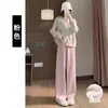 Calça de maternidade para primavera e outono, novo estilo 2026, calça longa confortável e sem restrições com forro de fleece e tecido espesso, design de perna larga
