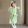 Roupão de Flanela Infantil Outono e Inverno, Toalha de Banho Espessa de Fleece Coral para Meninos e Meninas, Pijama de Casa para Bebê com Capuz