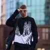 Harajuku Casual de Moda Marca Diablo Nuevo Suéter de Punto Pulóver de Cuello Redondo de Manga Larga para Hombres y Mujeres Suéter Holgado Distintivo