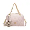 Bolsa Acolchoada com Corrente Estilo Chanel 2026 para Mulheres, Pingente de Laço Fofo, Mini Bolsa Transversal, Design Versátil de Alta Qualidade