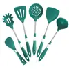 Spot de fábrica resistente a altas temperaturas anti-queimadura cabo de aço inoxidável espátula colher de sopa pegar pó de pesca conjunto de 6 peças