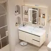 Gabinete de baño de aluminio de panal engrosado con lavabo de cerámica integrado y unidad de tocador