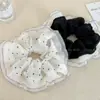 Goma para el pelo dulce de doble capa con lunares estilo francés, diseño de moda, goma para el pelo de encaje, cuerda para el pelo versátil para niñas