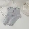 Calcetines hasta la pantorrilla para mujer, estilo otoño, con bordado de cachorro, calcetines lindos estilo japonés para niñas, versátiles para estudiantes, calcetines de algodón sin costuras estilo ins