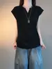 Chaleco de Espiga Estilo Americano con Cuello en V para Hombres y Mujeres, Camiseta Deportiva de Verano sin Mangas para Fitness, Corte Limpio de Manga Corta de Peso Pesado