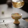 Sabendo que Shanzhi Apricot Amarelo Pintado à Mão Trigo Orelha Mestre Copo Kung Fu Jogo de Chá Cerâmica High Foot Tasting Cup Opening Gift