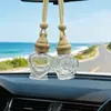 Pingente Aromaterapia para Carro Frasco Vazio, Frasco Difusor de Óleo Essencial para Interior de Carro, Frasco de Perfume Criativo de Vidro com Tampa de Madeira de Lótus Atacado