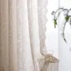 Cortina de Gasa con Encaje de Velcro Translucida Sensación Brumosa Estilo Princesa Francesa Ventana Saliente Dormitorio Cortina de Puerta sin Perforación Juego Completo Fábrica