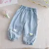 Ropa de Verano para Niñas Jeans Bebé Estiloso Personalidad Infantil Tendencia Estilo Coreano Lazo Dibujos Animados Tencel Fino Pantalones de Linterna