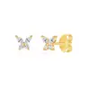 Pendientes de tuerca geométricos de diamante de latón Pendientes de mariposa Clásicos de venta caliente europea y americana Elegantes Pequeños Pendientes de ópalo transparente y perla